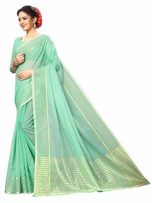 Green Printed Super Net Saree With Blouse 1