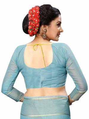 Green Printed Super Net Saree With Blouse 4