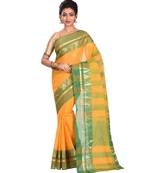 Yellow Women's Fulia Cotton Saree Without Blouse Piece