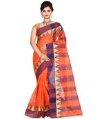 Maroon Women's Fulia Cotton Saree Without Blouse Piece