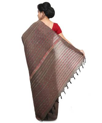 Beige Shantiniketani pure cotton khesh Cotton Saree  With Blouse Piece 2