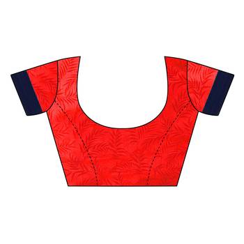 Red printed art silk saree with blouse 5