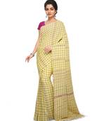 Yellow Shantiniketani pure cotton khesh Cotton Saree  With Blouse Piece