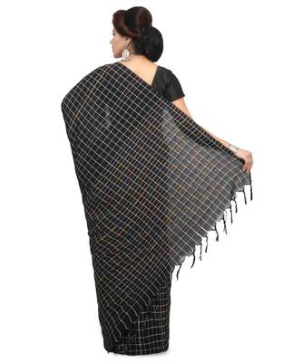 Black Shantiniketani pure cotton khesh Cotton Saree  With Blouse Piece 2