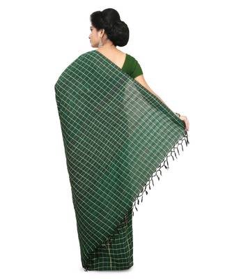 Green Shantiniketani pure cotton khesh Cotton Saree  With Blouse Piece 2