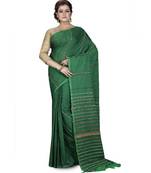Green Shantiniketani pure cotton khesh Cotton Saree  With Blouse Piece