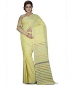 Yellow Shantiniketani pure cotton khesh Cotton Saree  With Blouse Piece
