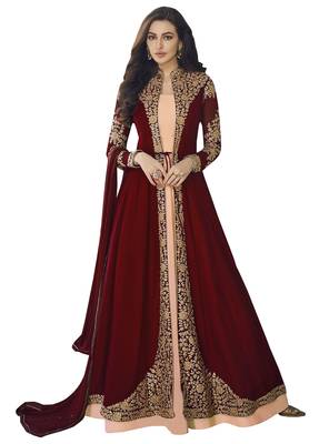 Maroon embroidered georgette salwar 1