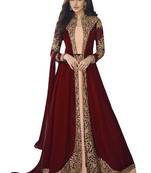 Maroon embroidered georgette salwar