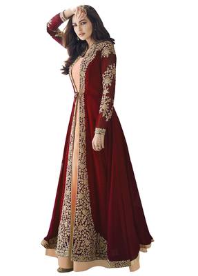 Maroon embroidered georgette salwar 2