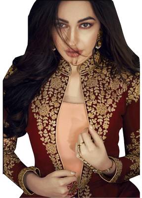 Maroon embroidered georgette salwar 3