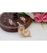 Eye Catching American Diamond Peacock Pendant With Matching Ear Rings