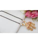 Cute Gold Tone Designer Mangal Sutra With Nail Pendant