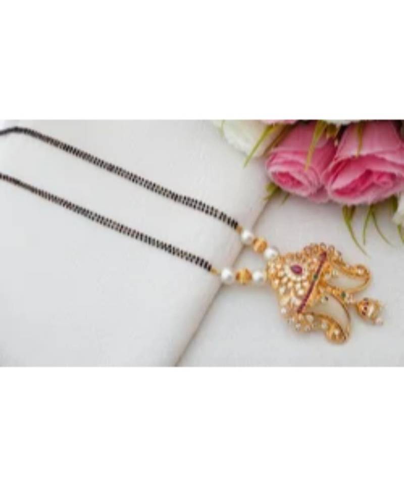 Cute Gold Tone Designer Mangal Sutra With Nail Pendant