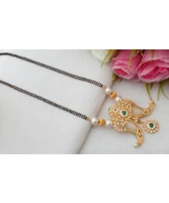 Cute Gold Tone Designer Mangal Sutra With Nail Pendant 1
