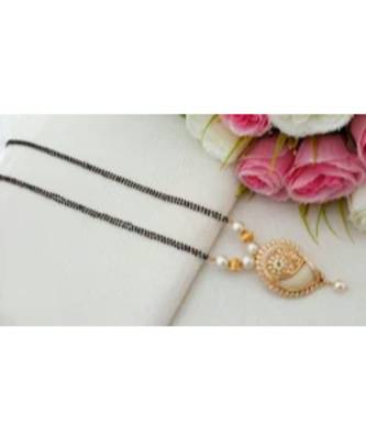 Cute Gold Tone Designer Mangal Sutra With Nail Pendant 1