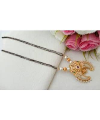 Cute Gold Tone Designer Mangal Sutra With Nail Pendant 1