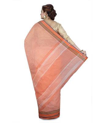 Orange Women's Woven Tant Cotton Saree  without Blouse Piece 3