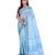 Sky Blue Women's Woven Tant Cotton Saree  without Blouse Piece