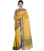 Yellow Women's Woven Tant Cotton Saree  without Blouse Piece