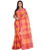 Multicolor Women's Woven Tant Cotton Saree  without Blouse Piece
