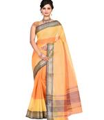 Yellow Women's Woven Tant Cotton Saree  without Blouse Piece