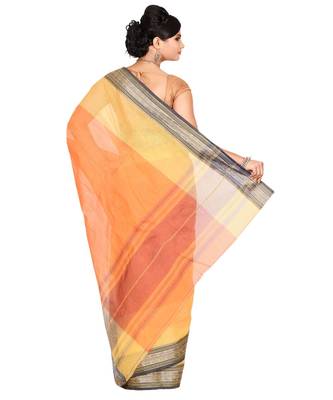 Yellow Women's Woven Tant Cotton Saree  without Blouse Piece 3