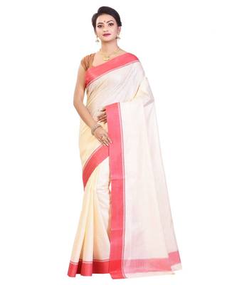 White Women's Bhagalpuri Silk Saree With Blouse Piece 1