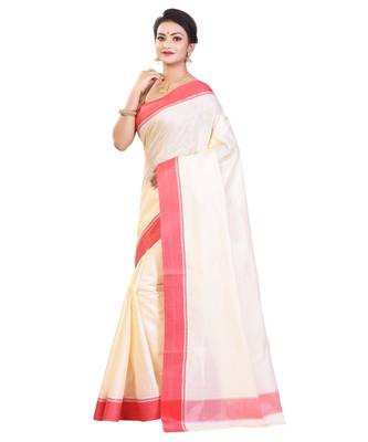 White Women's Bhagalpuri Silk Saree With Blouse Piece 2