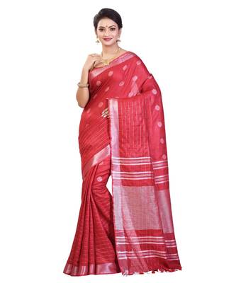 Red Women's Bhagalpuri Silk Saree With Blouse Piece 1