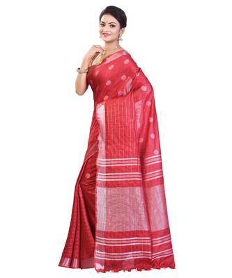 Red Women's Bhagalpuri Silk Saree With Blouse Piece 2