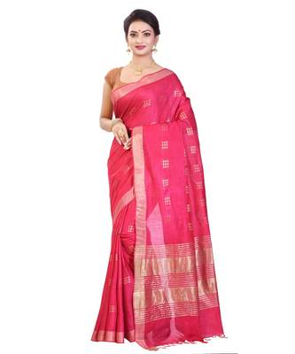 Pink Women's Bhagalpuri Silk Saree With Blouse Piece 1