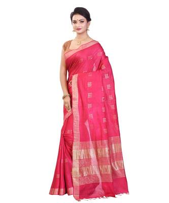 Pink Women's Bhagalpuri Silk Saree With Blouse Piece 2