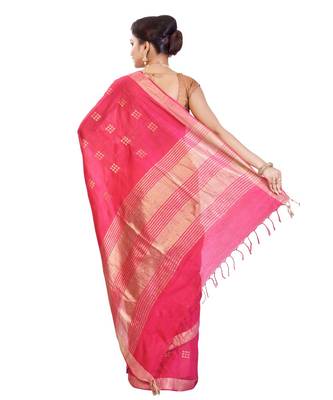 Pink Women's Bhagalpuri Silk Saree With Blouse Piece 3
