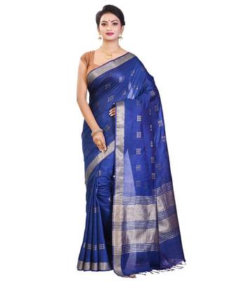 Blue Women's Bhagalpuri Silk Saree With Blouse Piece 1