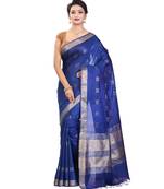 Blue Women's Bhagalpuri Silk Saree With Blouse Piece