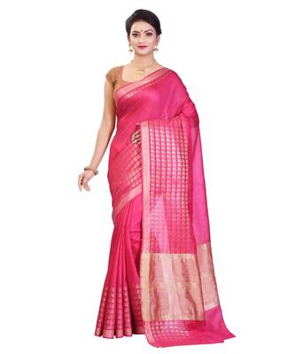 Pink Women's Bhagalpuri Silk Saree With Blouse Piece 1