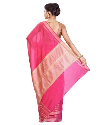 Pink Women's Bhagalpuri Silk Saree With Blouse Piece 3