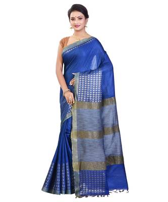 Blue Women's Bhagalpuri Silk Saree With Blouse Piece 1