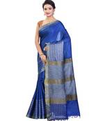 Blue Women's Bhagalpuri Silk Saree With Blouse Piece