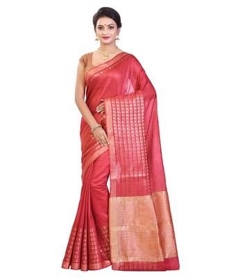 Red Women's Bhagalpuri Silk Saree With Blouse Piece 1