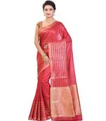 Red Women's Bhagalpuri Silk Saree With Blouse Piece