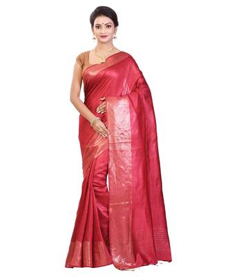Brown Women's Bhagalpuri Silk Saree With Blouse Piece 1