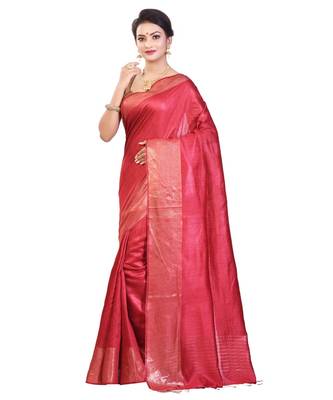 Brown Women's Bhagalpuri Silk Saree With Blouse Piece 2