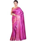 Magenta Women's Bhagalpuri Silk Saree With Blouse Piece