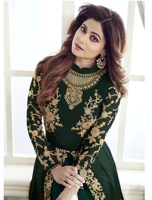 Women's Dark Green Georgette Preety Designer Suit 2