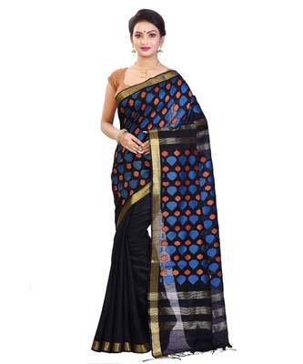 Black Women's Bhagalpuri Silk Saree With Blouse Piece 1