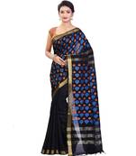 Black Women's Bhagalpuri Silk Saree With Blouse Piece