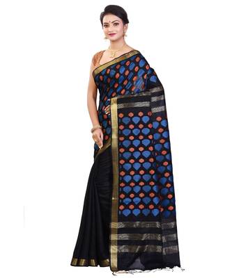 Black Women's Bhagalpuri Silk Saree With Blouse Piece 2