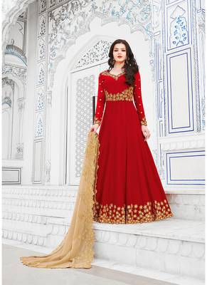 Women's Red Georgette Graceful Designer Suit 1